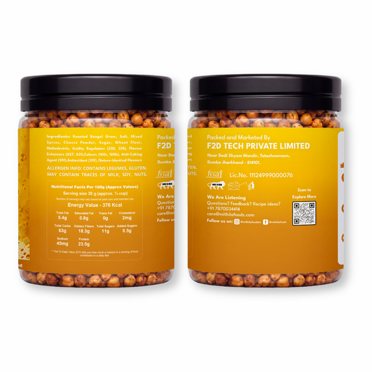 Cheese & Cream Roasted Desi Chana | Whole with Skin | High Protein SMART Snack