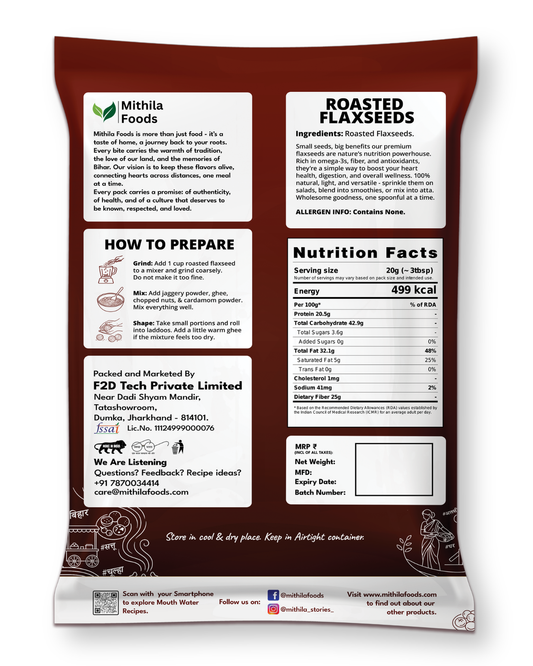 Premium Roasted Flax Seeds | Omega-3 Superfood | Alsi Beej for Hair Growth