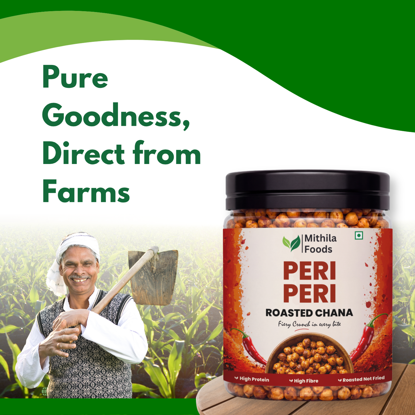 Peri Peri Roasted Desi Chana | Whole with Skin | High Protein SMART Snack