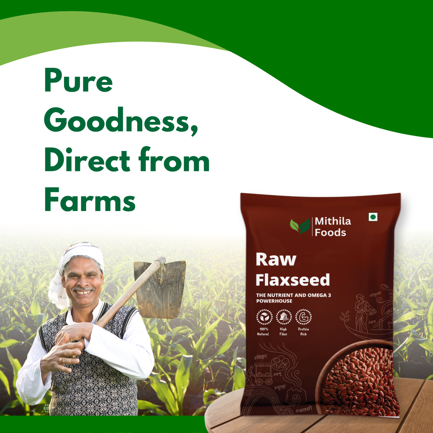 Premium Flax Seeds | Omega 3 Desi Superfood | Alsi Beej for Hair Growth & Skin Care