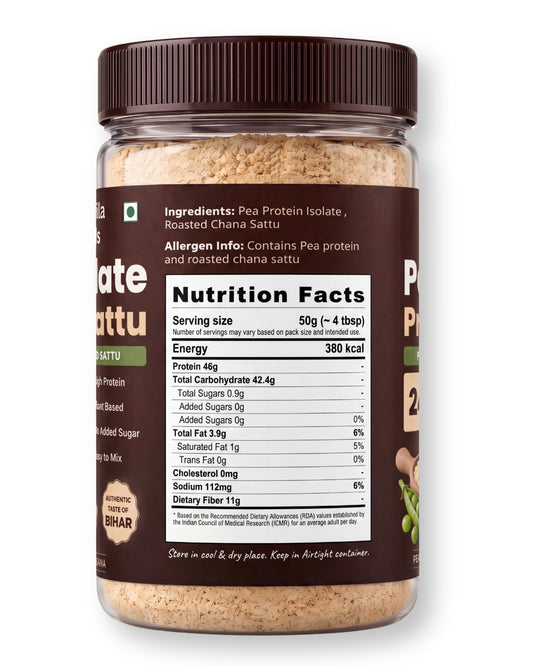 Pea Isolate Sattu | 23g Protein Per Portion | Pea Protein Isolate + Sattu Blend