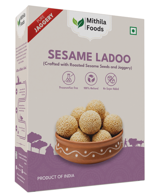 White Sesame Laddoo (Safed Til Laddu) with Pure Jaggery