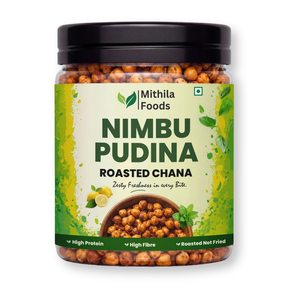 Nimbu Pudina Roasted Desi Chana | Whole with Skin | High Protein SMART Snack | Tangy Lemon Mint Flavor