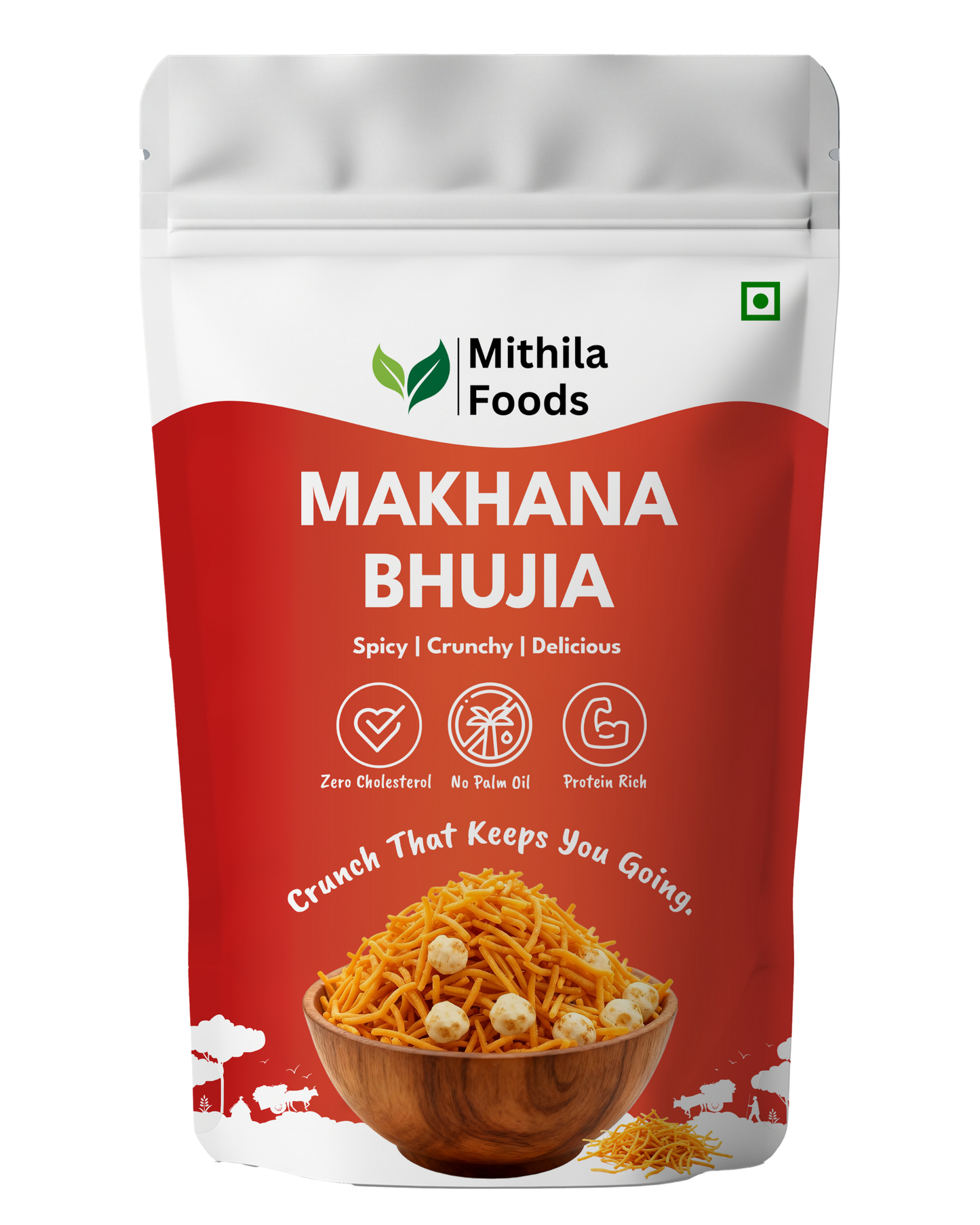 Makhana Bhujia | Crunchy Foxnut Base Healthy Bhujiya with Roasted Makhana Chunks | High-Protein Namkeen