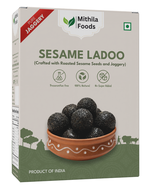 Black Sesame Laddoo (Kale Til Laddu) with Pure Jaggery