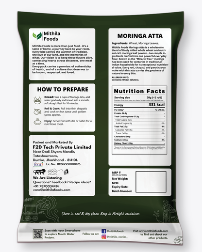 Moringa Atta whole wheat chakki atta packet by Mithila Foods