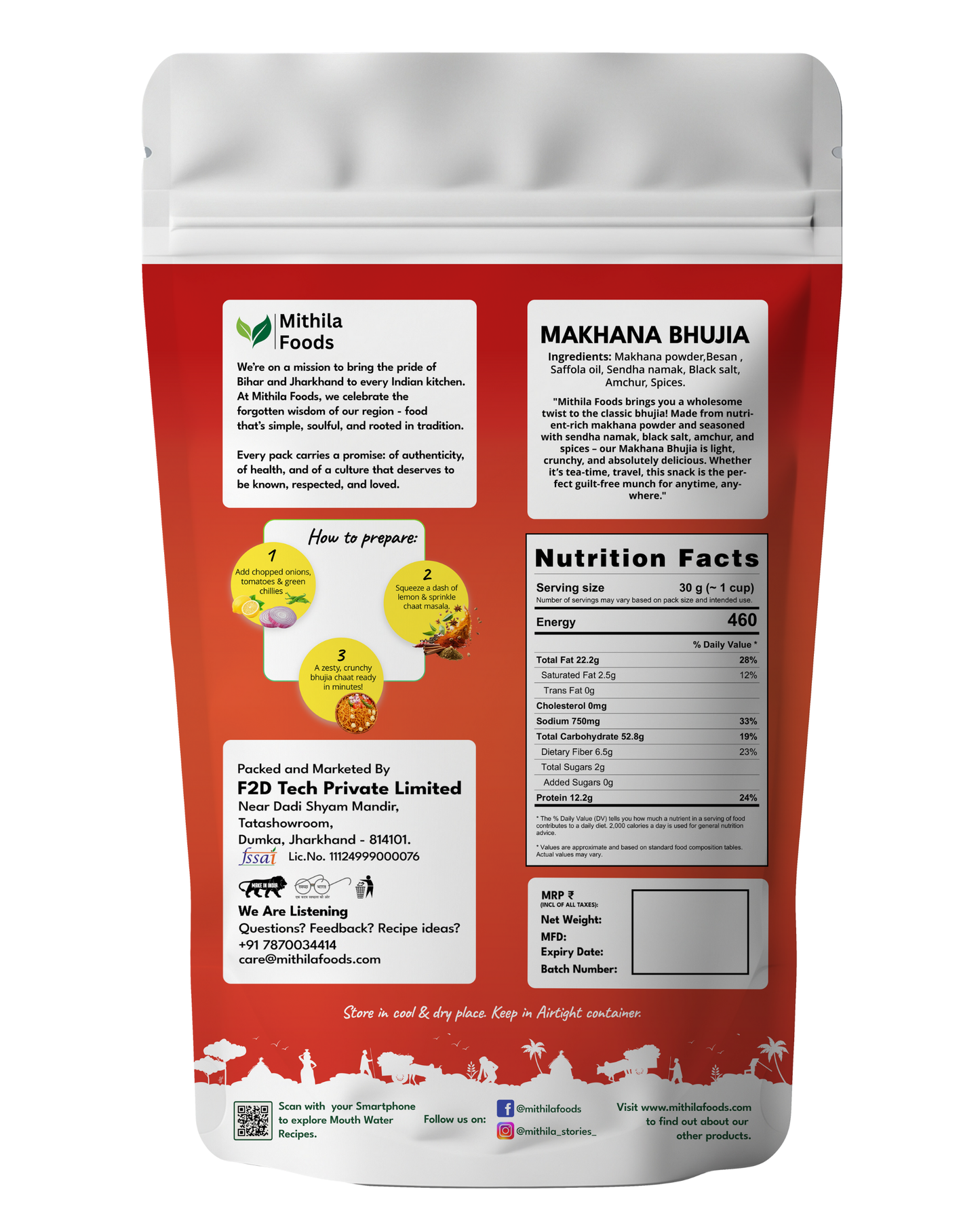 Makhana Bhujia | Crunchy Foxnut Base Healthy Bhujiya with Roasted Makhana Chunks | High-Protein Namkeen