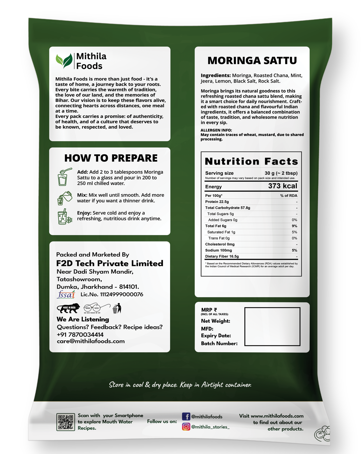 Moringa Sattu ready-to-drink high protein superfood packet