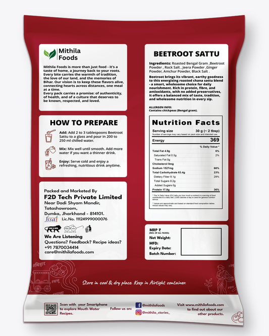 Beetroot Sattu | Ready To Drink High Protein Superfood Mix