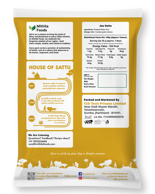 Authentic Jau Sattu | High-Fiber Barley Sattu