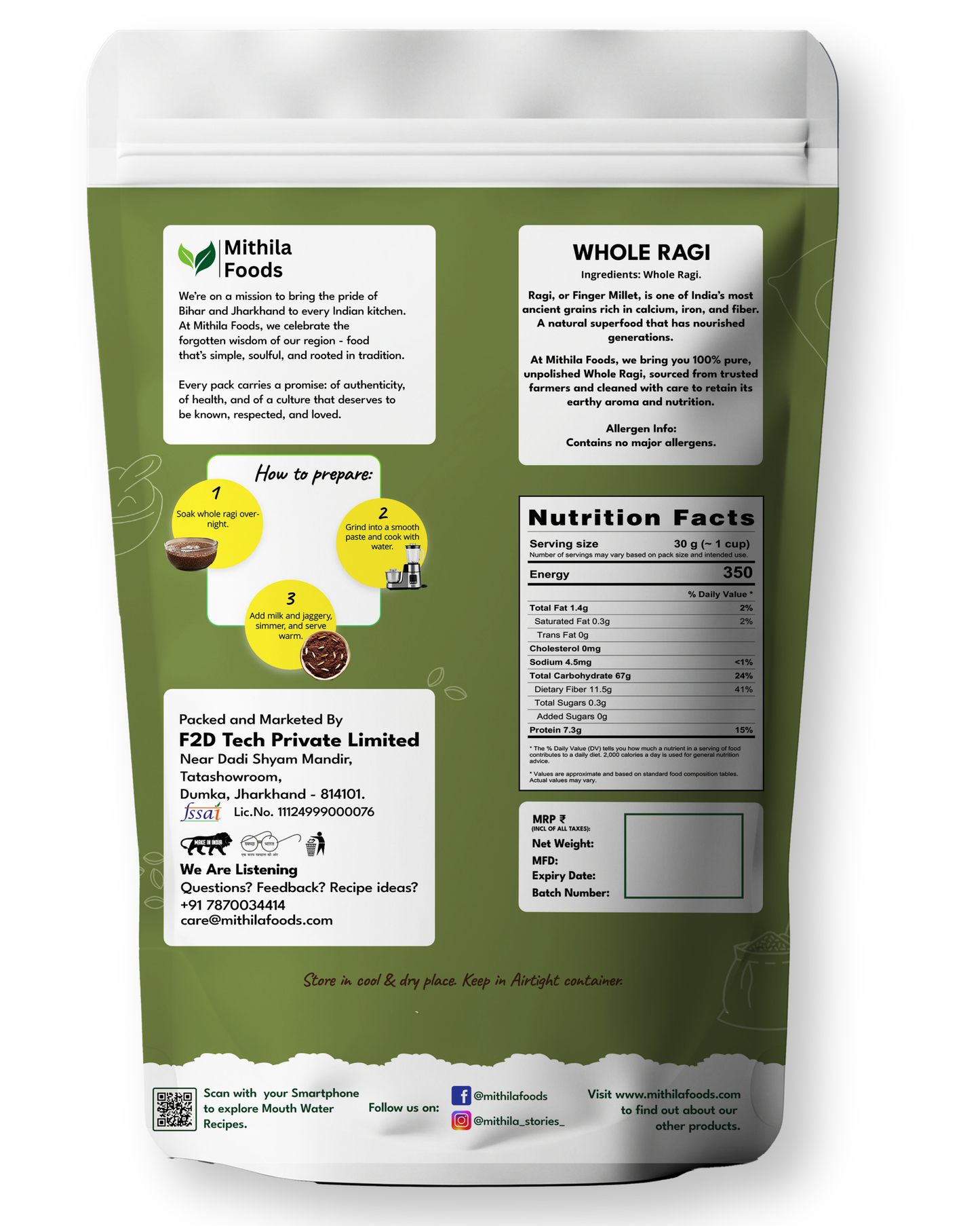 Unpolished Whole Ragi (Finger Millet/Nachni/Mandua/Kezhvaragu/Ragulu)