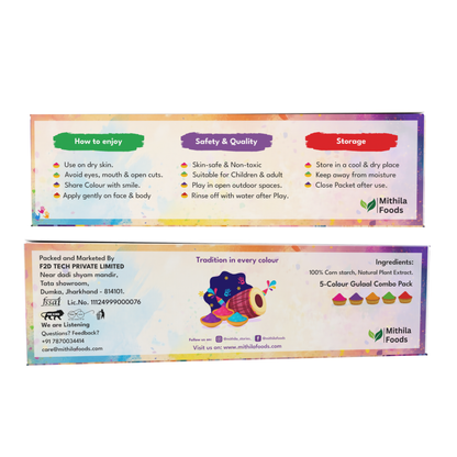 Herbal gulal holi colour pack of 5 natural organic colours