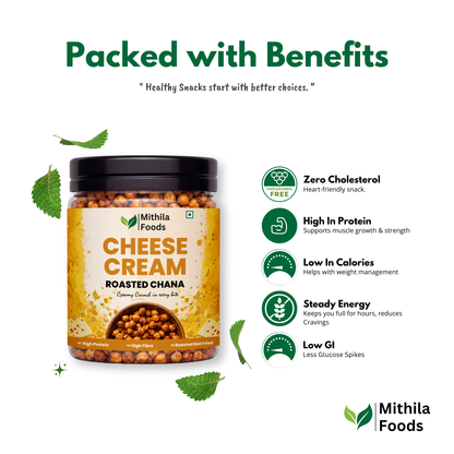 Cheese & Cream Roasted Desi Chana | Whole with Skin | High Protein SMART Snack