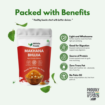 Makhana Bhujia | Crunchy Foxnut Base Healthy Bhujiya with Roasted Makhana Chunks | High-Protein Namkeen