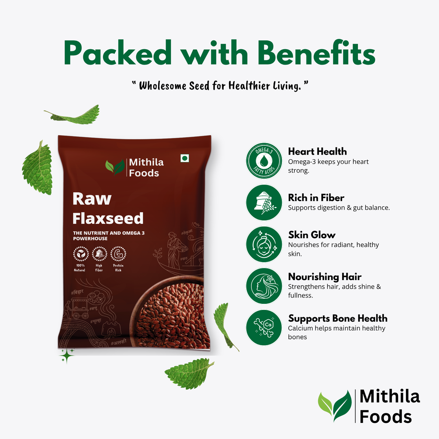 Premium Flax Seeds | Omega 3 Desi Superfood | Alsi Beej for Hair Growth & Skin Care