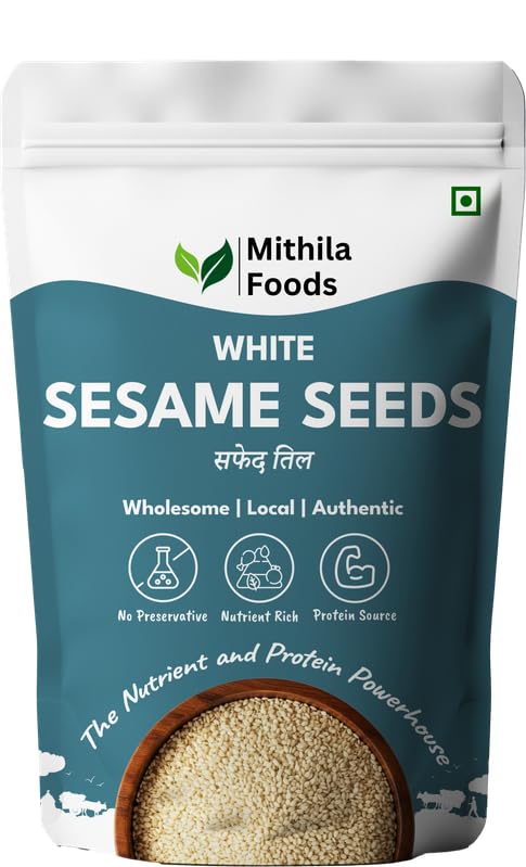 Premium raw white sesame seeds safed til packet by Mithila Foods