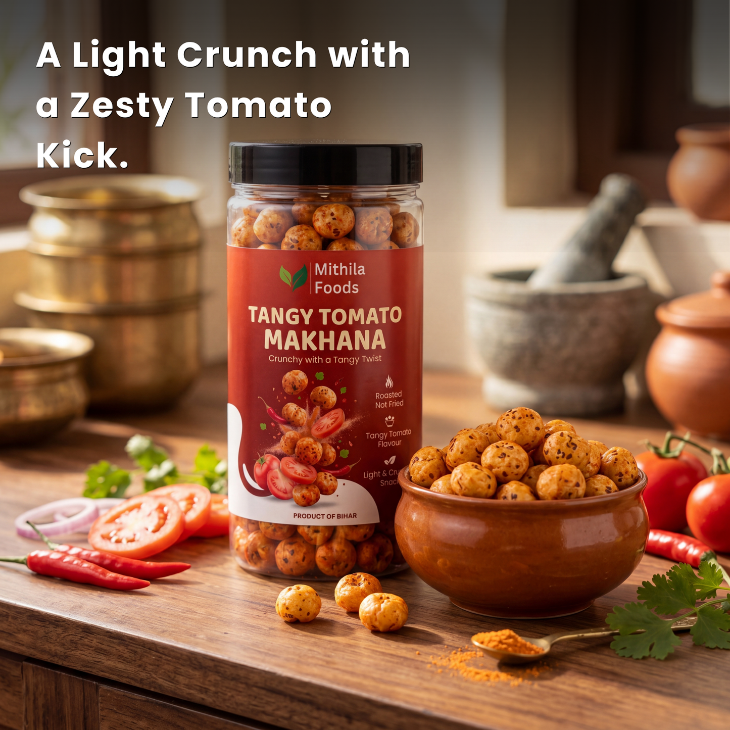 Tangy Tomato Makhana | Roasted Phool Makhana Foxnut Snack