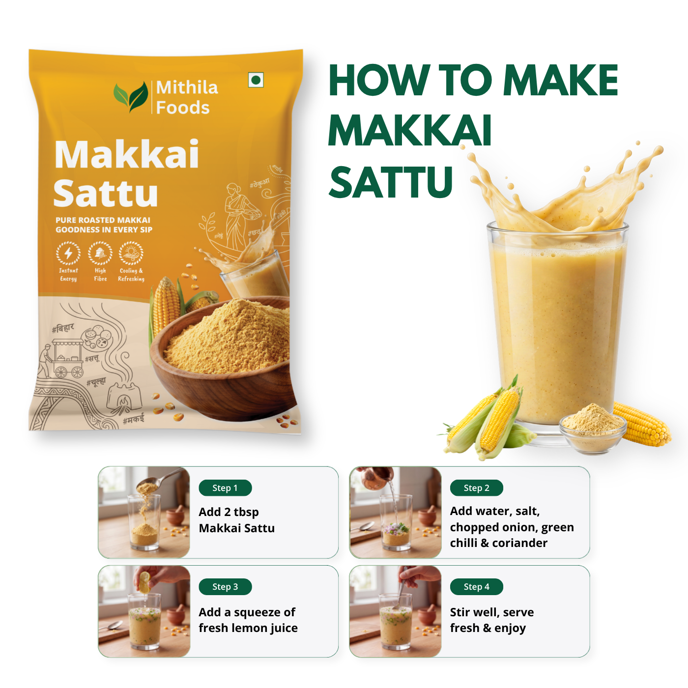 Makkai Sattu | Roasted Maize (Corn) Makai Sattu Powder