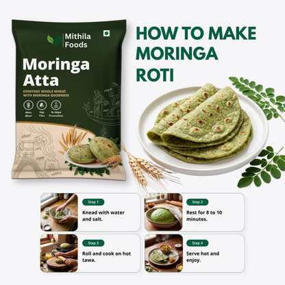Moringa Atta whole wheat chakki atta packet by Mithila Foods