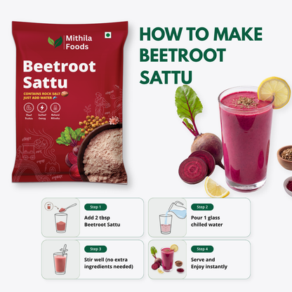 Beetroot Sattu | Ready To Drink High Protein Superfood Mix