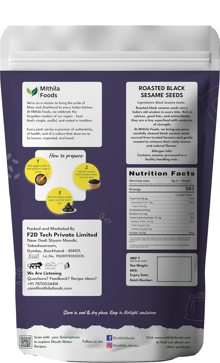 Roasted Black Sesame Seeds | Premium Kaala Til