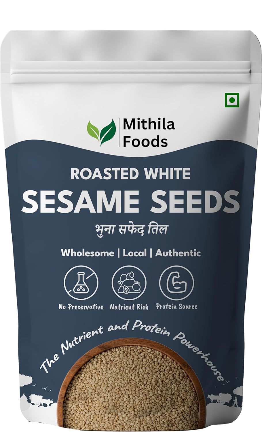 Roasted white sesame seeds safed til packet by Mithila Foods