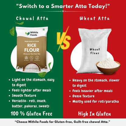 Rice Atta | No Preservatives, Gluten-Free | Stone-Ground | Pitha, Soft Rotis