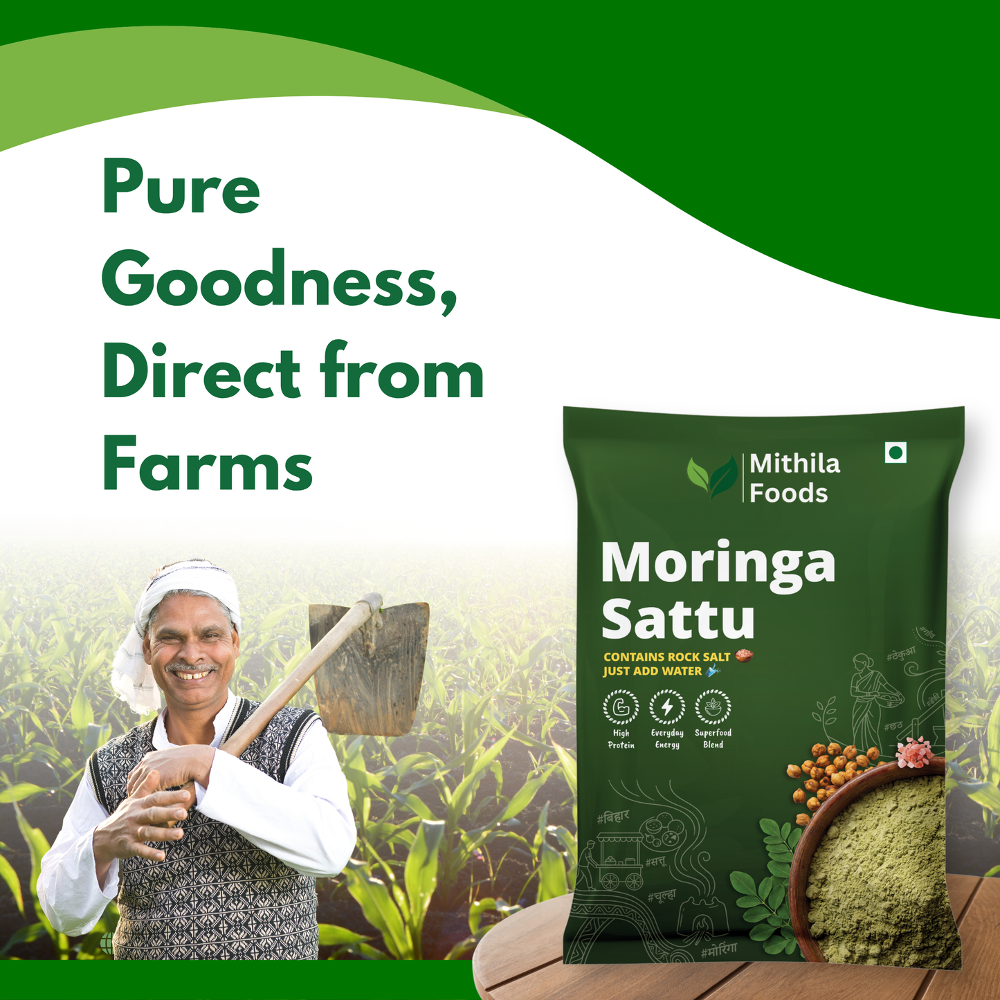 Moringa Sattu ready-to-drink high protein superfood packet