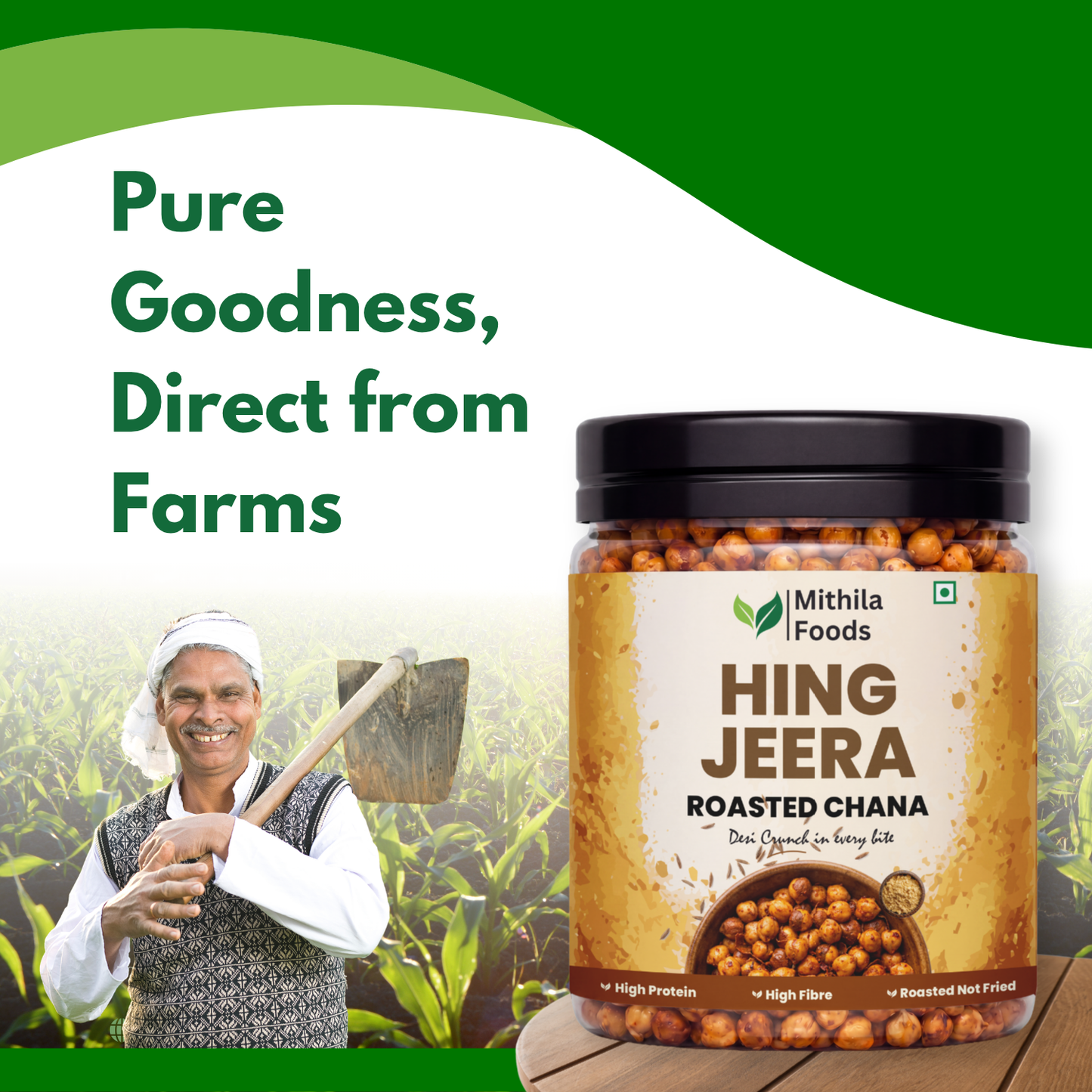 Hing Jeera Roasted Desi Chana | Whole with Skin | High Protein SMART Snack | Tangy Flavor