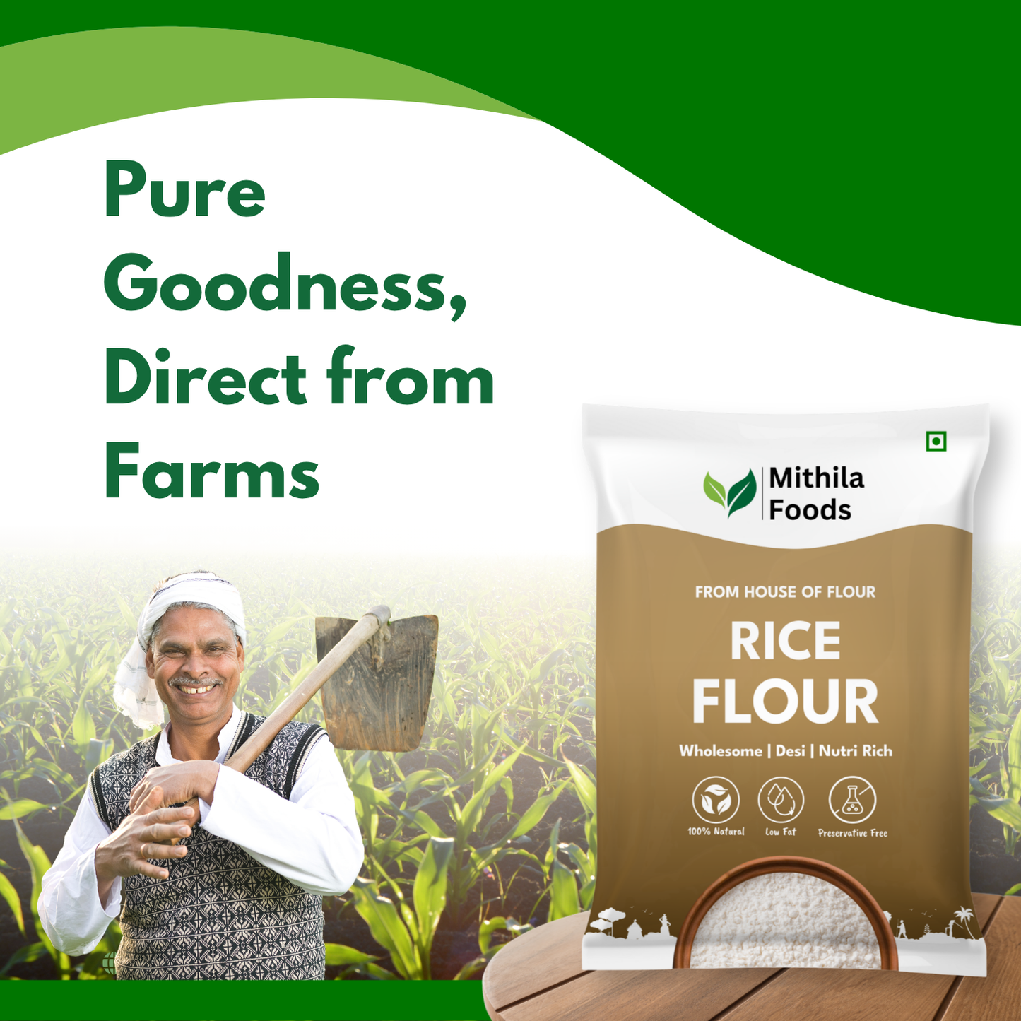 Rice Atta | No Preservatives, Gluten-Free | Stone-Ground | Pitha, Soft Rotis