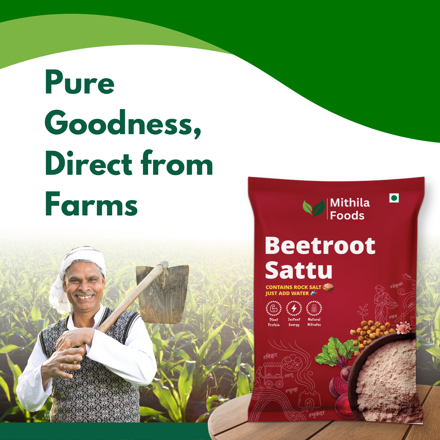 Beetroot Sattu | Ready To Drink High Protein Superfood Mix