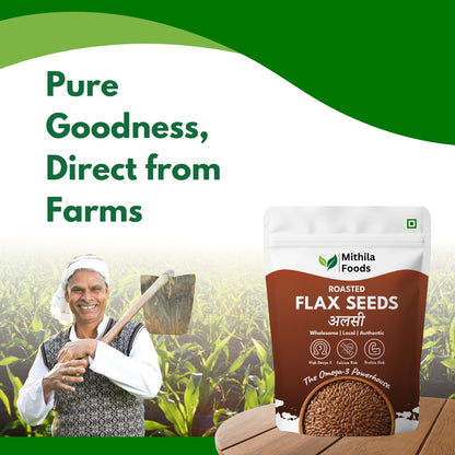 Premium Roasted Flax Seeds | Omega-3 Superfood | Alsi Beej for Hair Growth