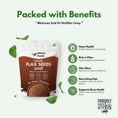 Premium Roasted Flax Seeds | Omega-3 Superfood | Alsi Beej for Hair Growth