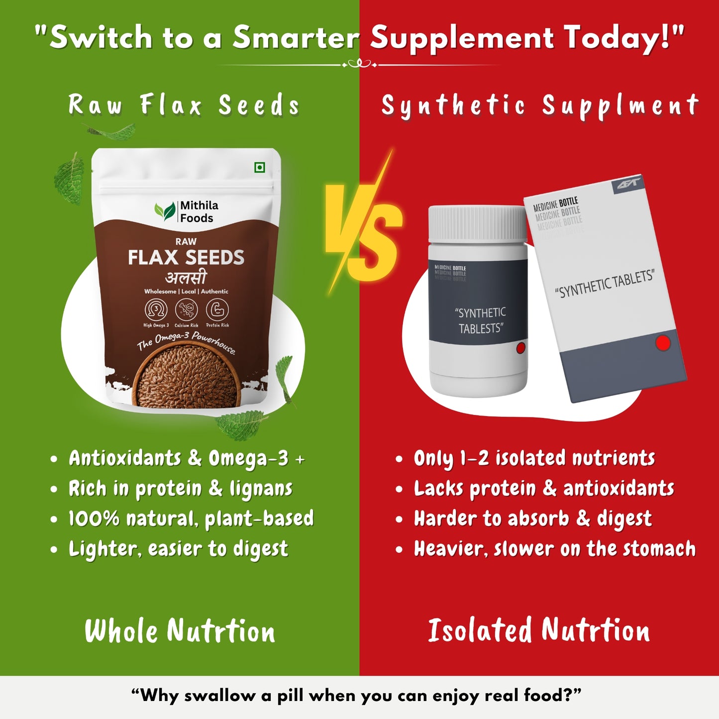 Premium Flax Seeds | Omega 3 Desi Superfood | Alsi Beej for Hair Growth & Skin Care