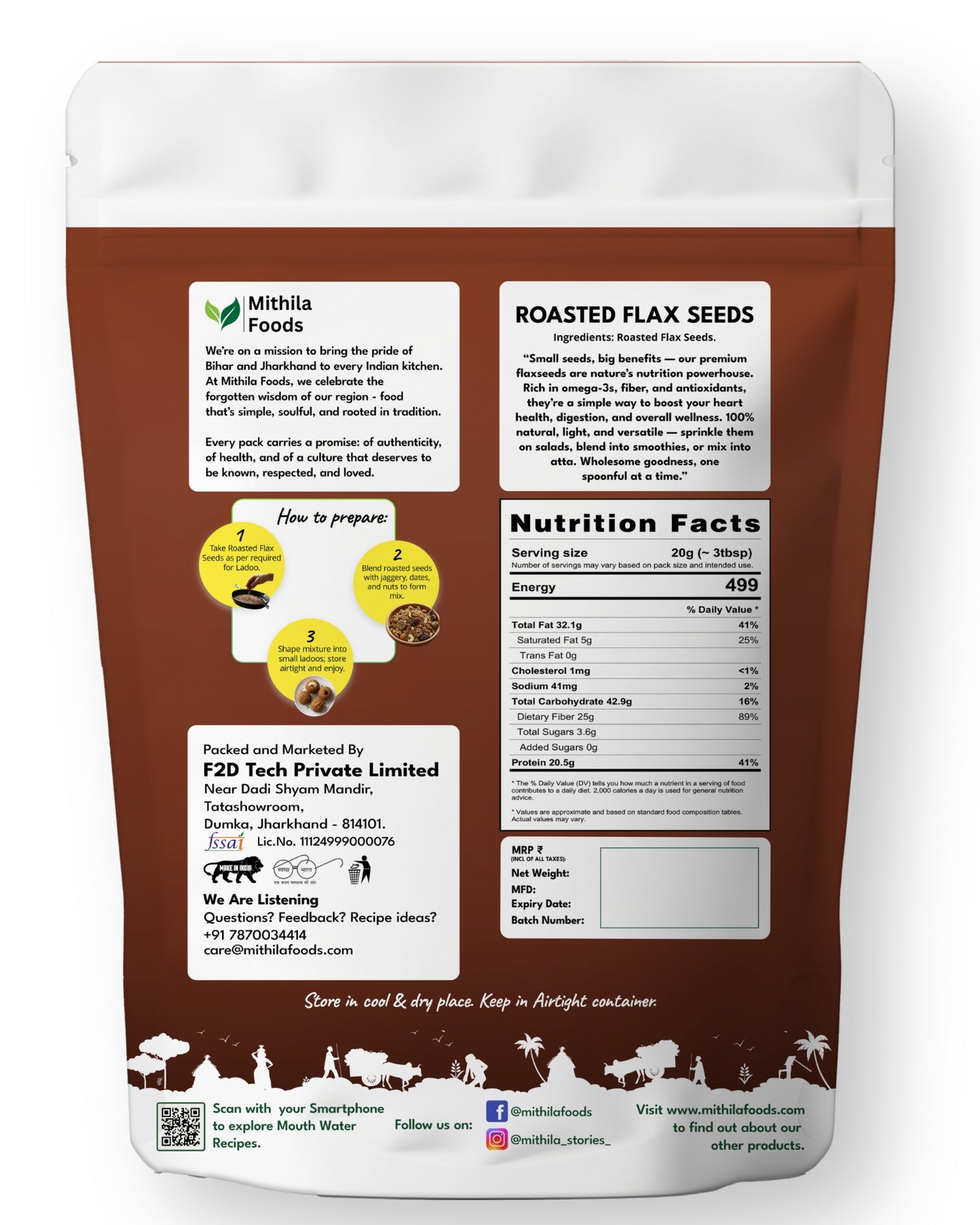 Premium Roasted Flax Seeds | Omega-3 Superfood | Alsi Beej for Hair Growth