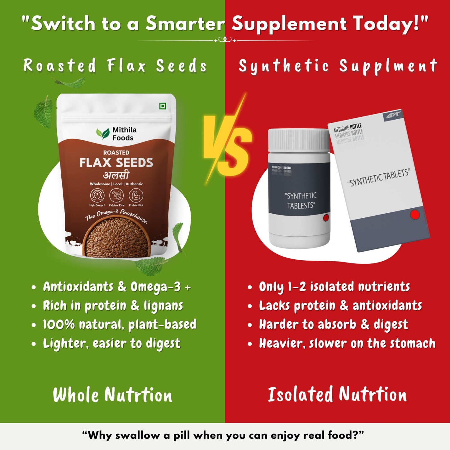 Premium Roasted Flax Seeds | Omega-3 Superfood | Alsi Beej for Hair Growth