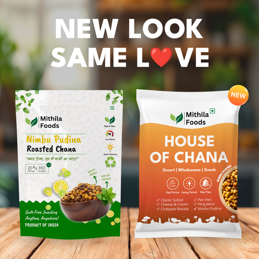 Nimbu Pudina Roasted Desi Chana | Whole with Skin | High Protein SMART Snack | Tangy Lemon Mint Flavor
