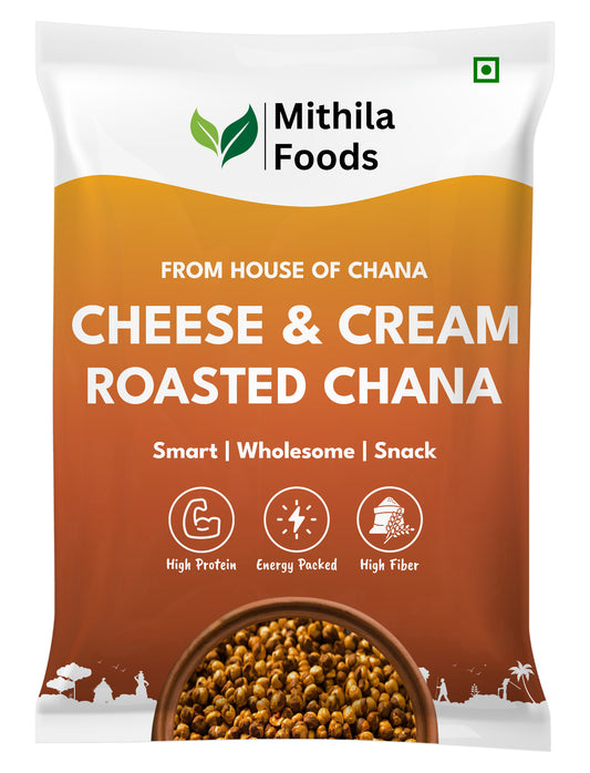 Cheese & Cream Roasted Desi Chana | Whole with Skin | High Protein SMART Snack