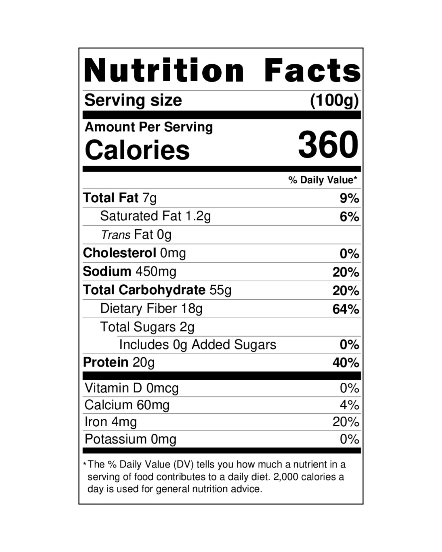 Nutrition facts label for Mithila Foods Nimbu Pudina Roasted Chana detailing calories, protein, fiber, carbohydrates, fat, and micronutrients per 100g serving