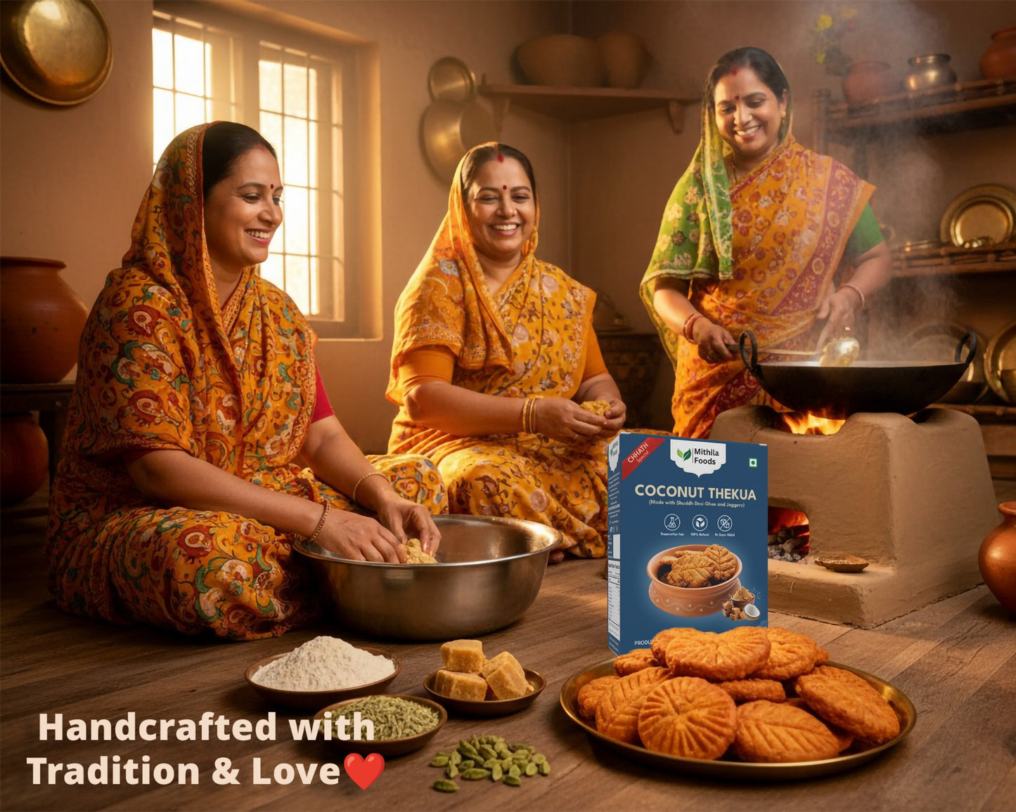 Bihari Coconut Thekua with Desi Ghee, Jaggery & Sesame Seeds | Chhath Puja Prasad