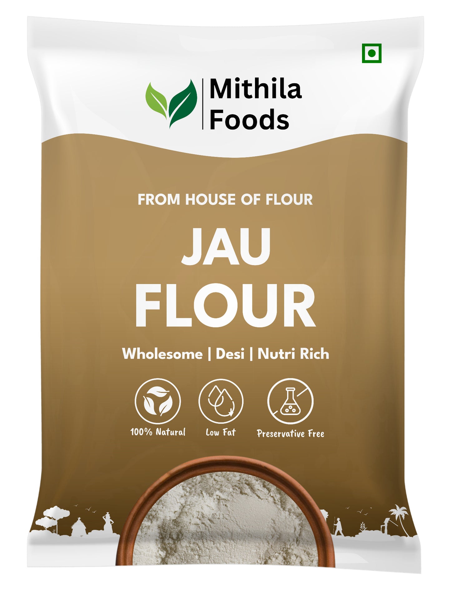 Jau Atta barley flour high protein superfood packet by Mithila Foods