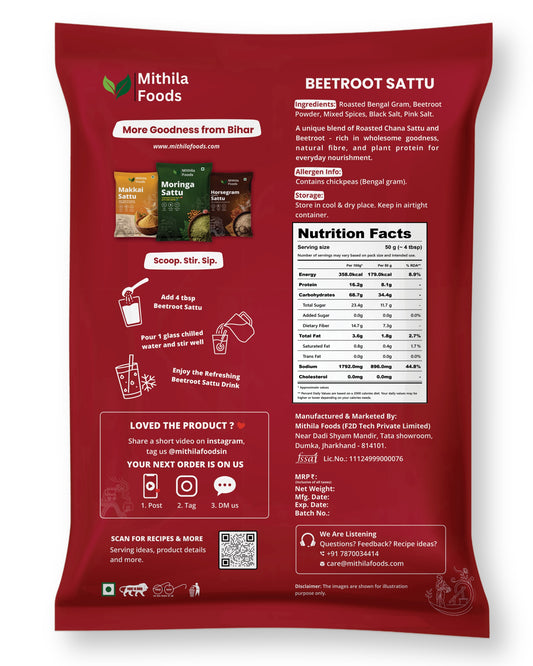 Beetroot Sattu | Ready To Drink High Protein Superfood Mix