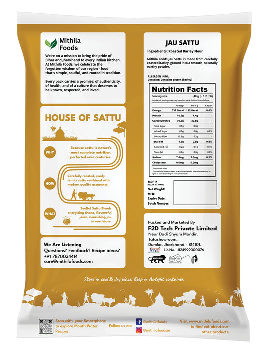 Authentic Jau Sattu | High-Fiber Barley Sattu