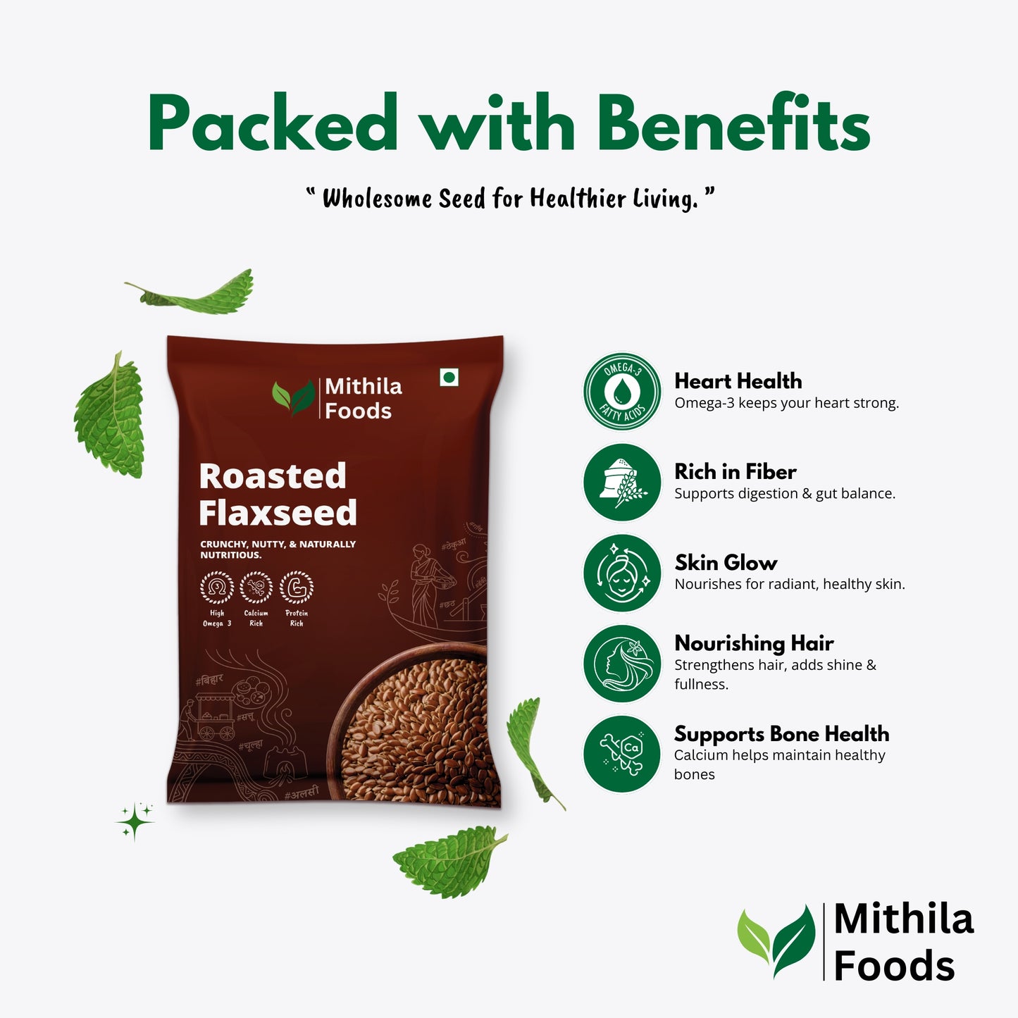 Premium Roasted Flax Seeds | Omega-3 Superfood | Alsi Beej for Hair Growth