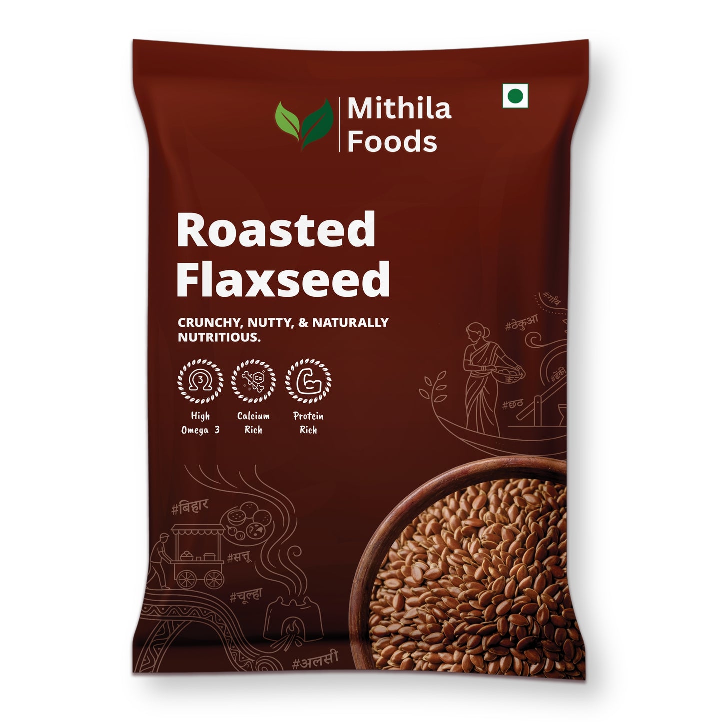 Premium Roasted Flax Seeds | Omega-3 Superfood | Alsi Beej for Hair Growth
