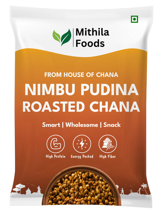Nimbu Pudina Roasted Desi Chana | Whole with Skin | High Protein SMART Snack | Tangy Lemon Mint Flavor