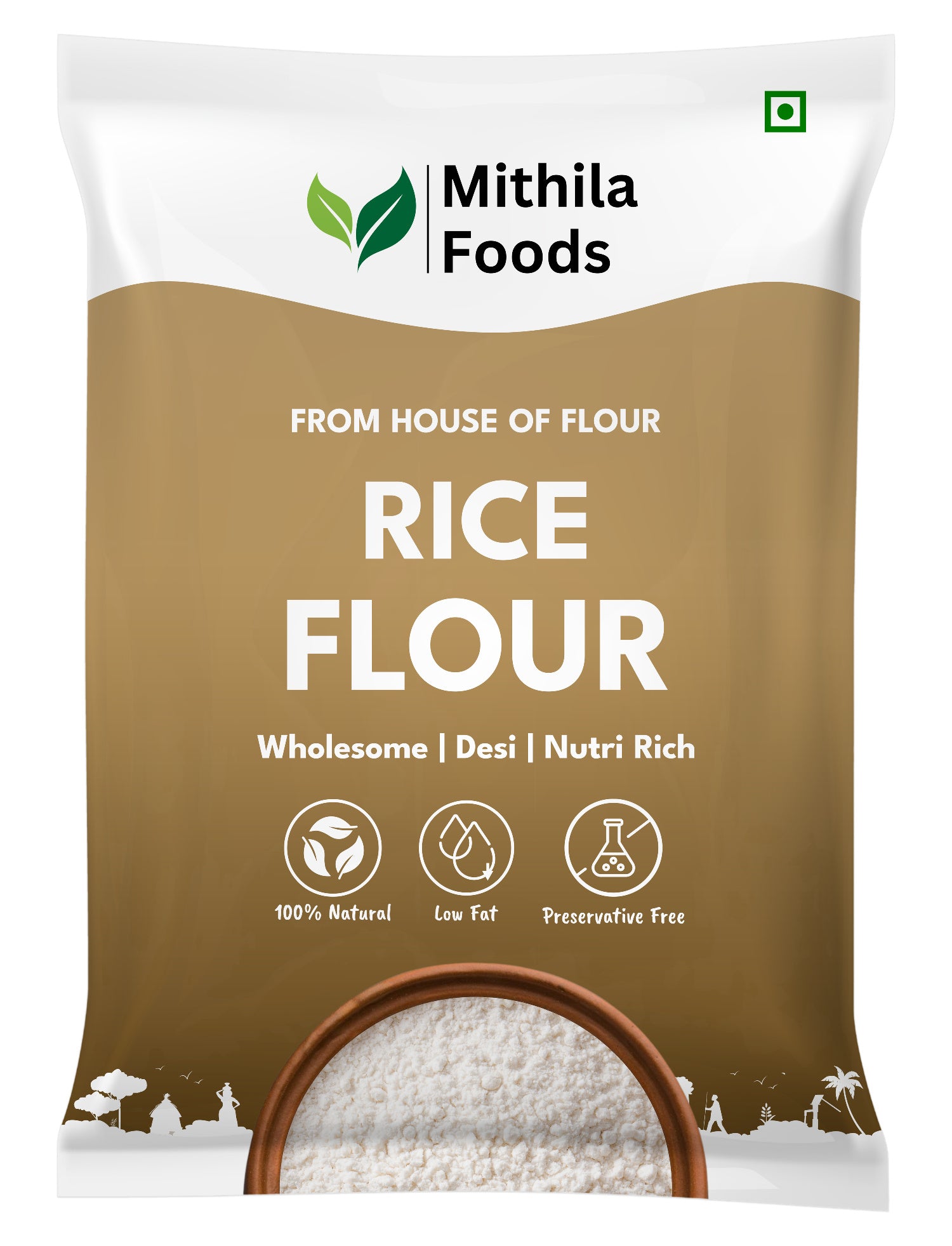 Rice Atta gluten-free stone-ground rice flour packet by Mithila Foods