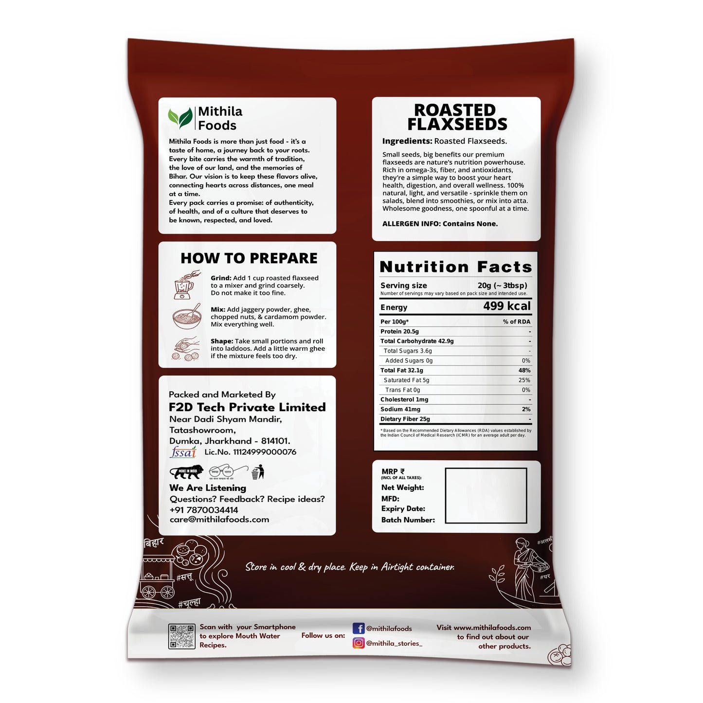 Premium Roasted Flax Seeds | Omega-3 Superfood | Alsi Beej for Hair Growth
